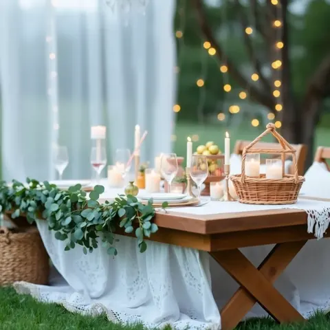 Boho Chic Picnic teepee party Roma - eucalipto pizzo e luci fatate eleganti