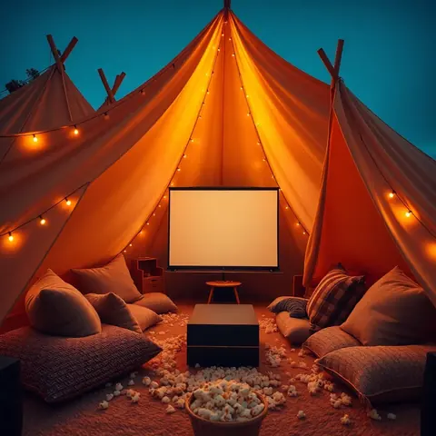 Cinema Night teepee party Roma - mini cinema privato con proiettore HD e cuscini giganti